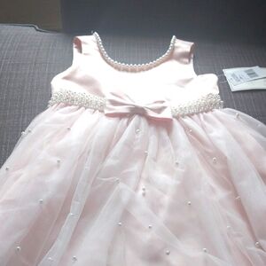Elegant Pink Kids Dress with Pearl Accents